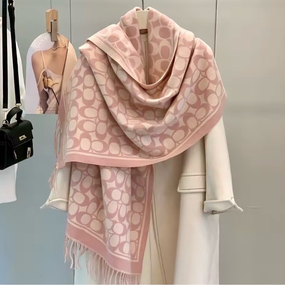 Accessories - Pink Coach Patterned Women's Scarf